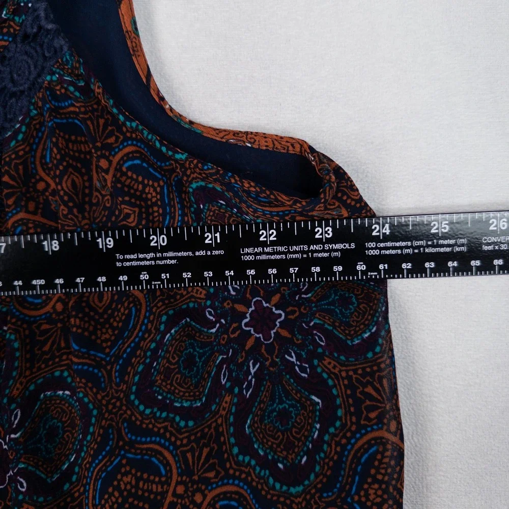 Daniel Rainn Blouse Tank Top 1X Multicolor Geometric Print Crochet Lace Boho - Picture 7 of 8